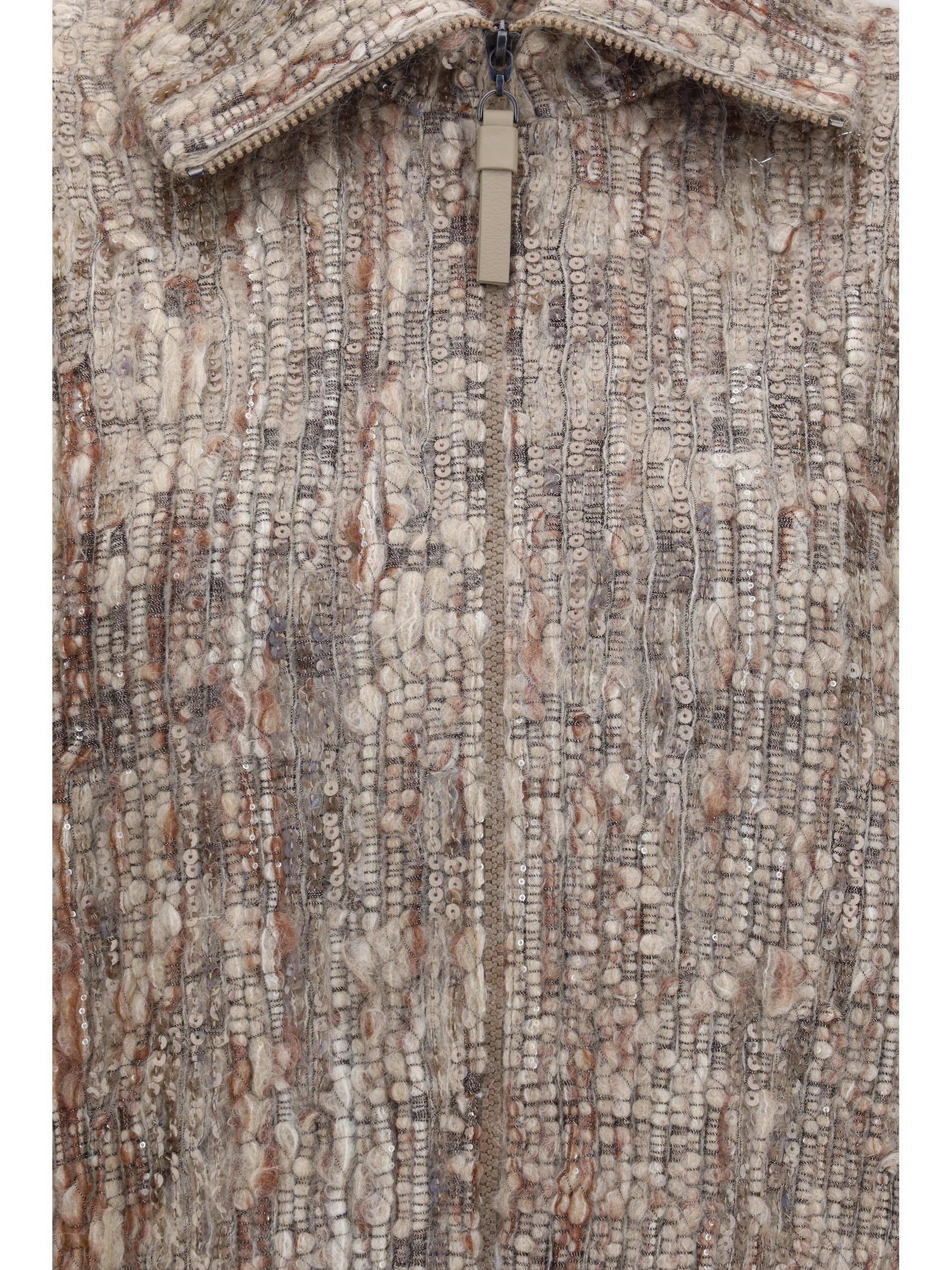 perforated zip cardigan