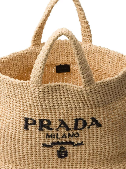 large raffia crochet tote bag