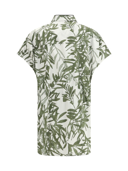 BRUNELLO CUCINELLI XXL leaf print long shirt