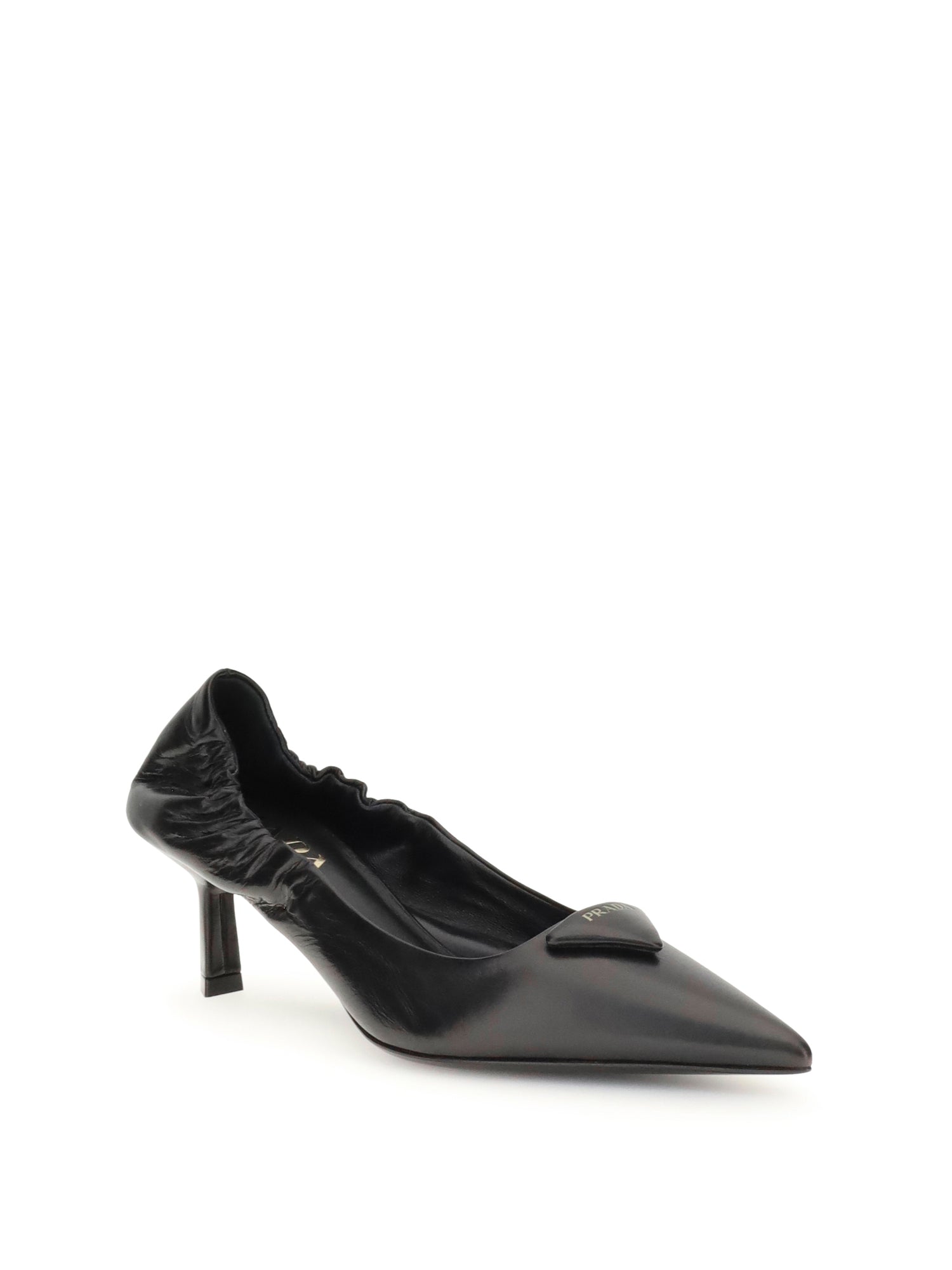 leather logo pumps