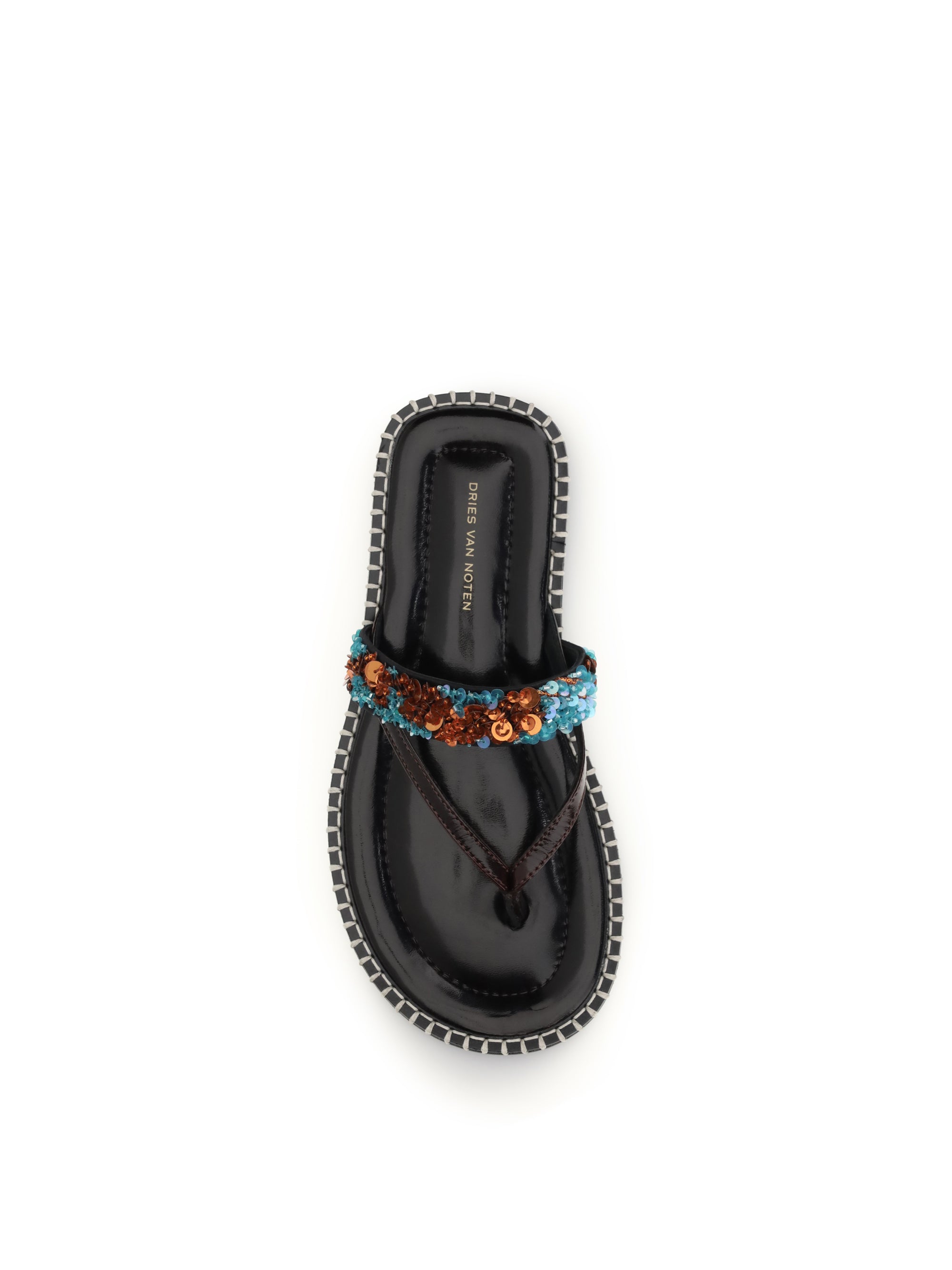 slip-on leather sandals with sequins