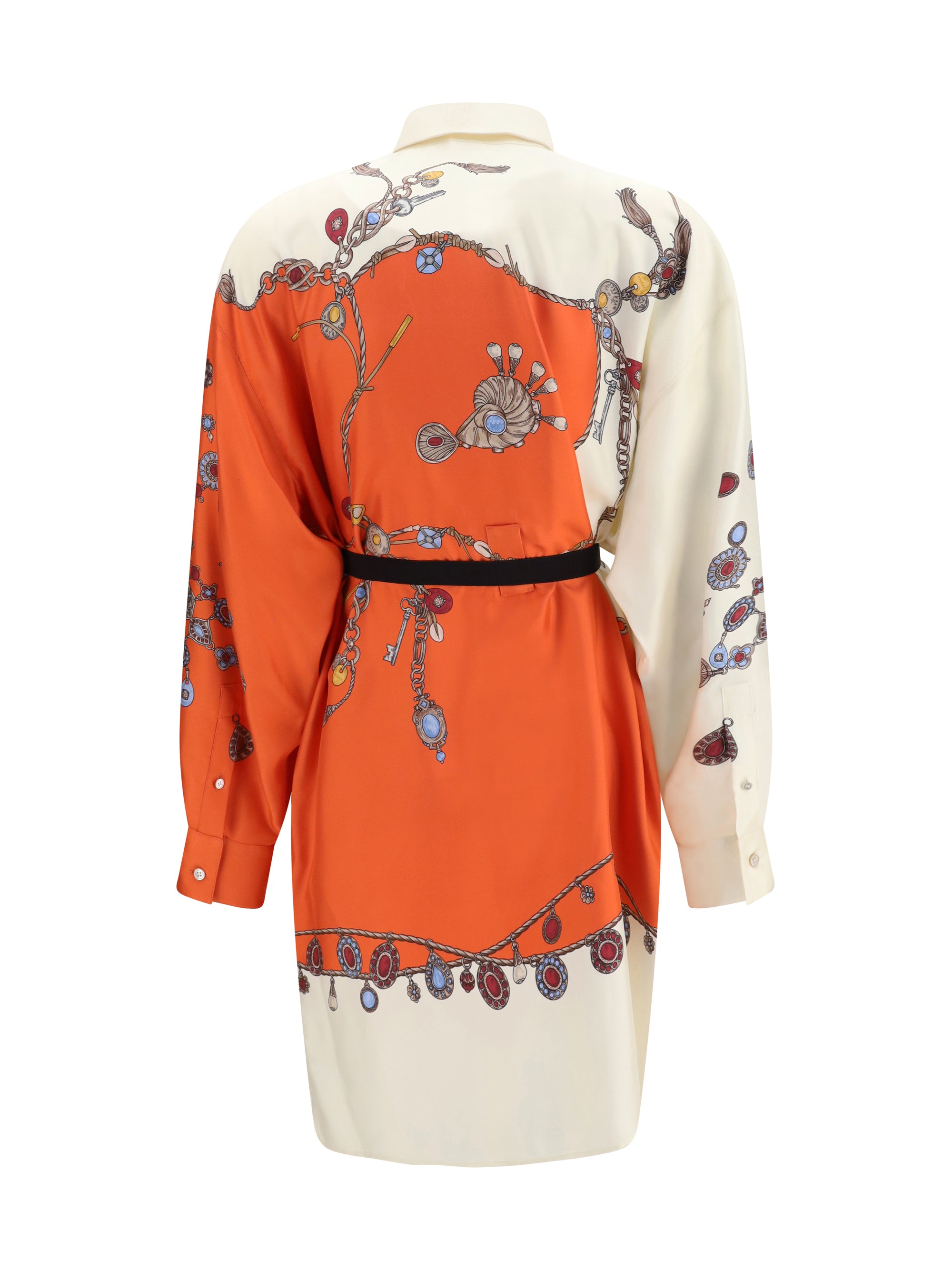 printed silk shirt mini dress