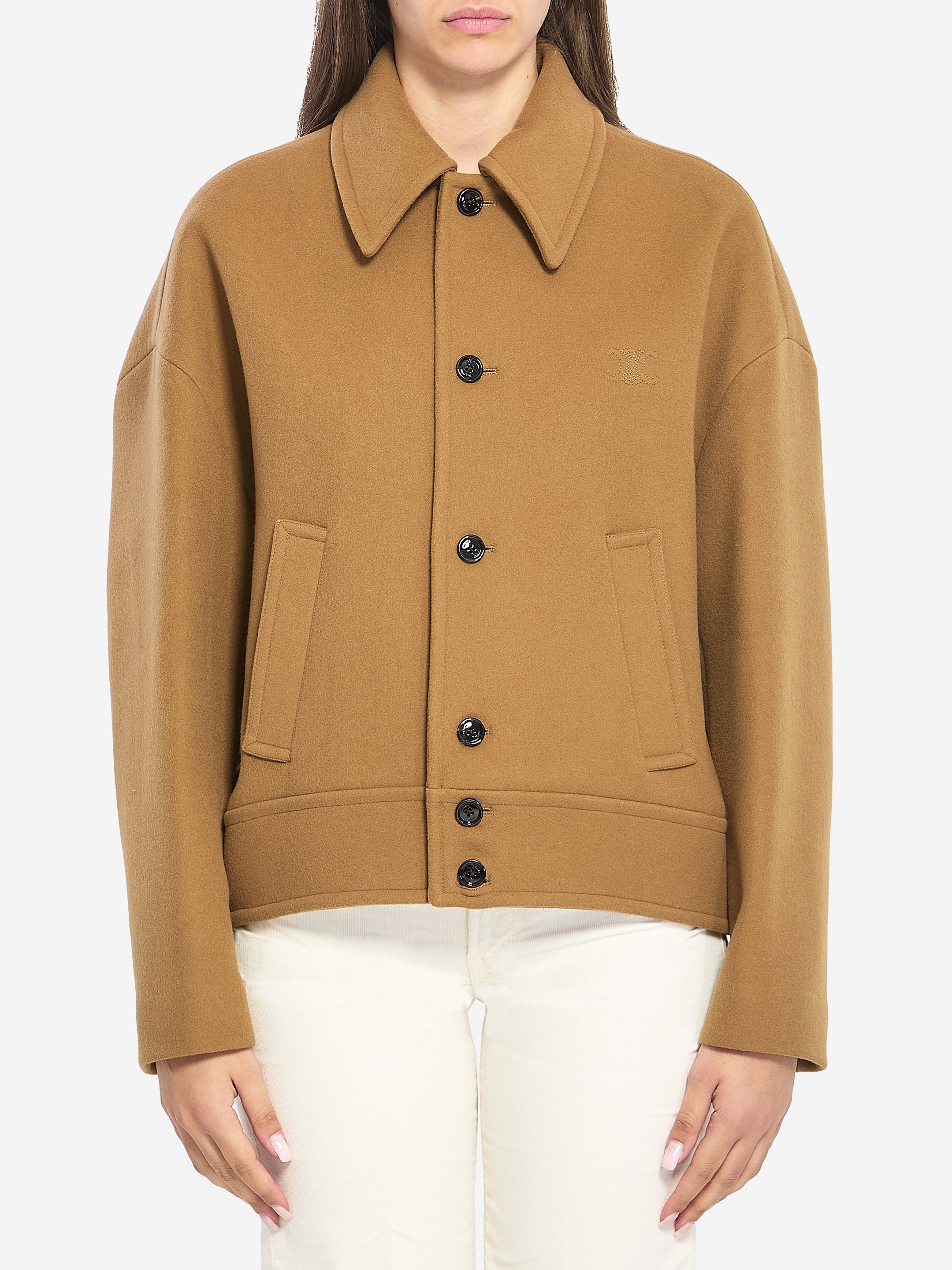 CELINE 38 wool and cashmere double-face jacket