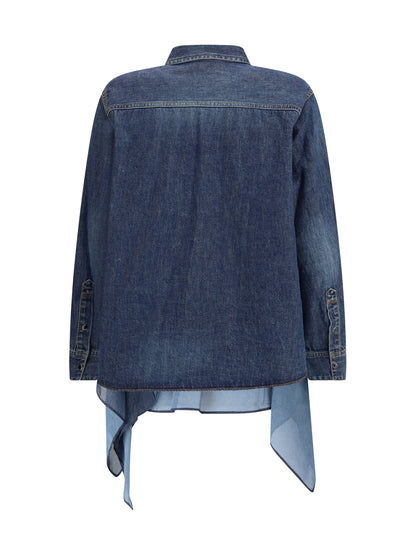 SACAI 2 denim and satin shirt