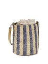 striped raffia bucket bag