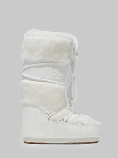 white icon boot in faux fur.