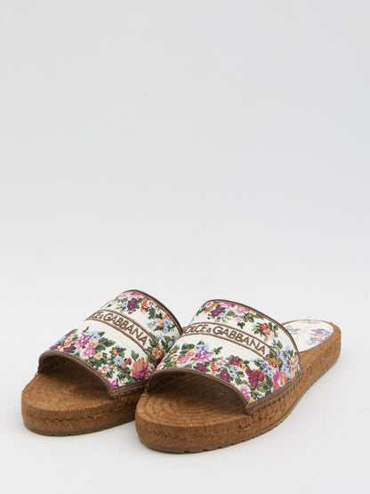 DOLCE&amp;GABBANA 36 embroidered floral espadrilla slides