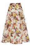 matchmaker floral flare floral print linen and silk skirt