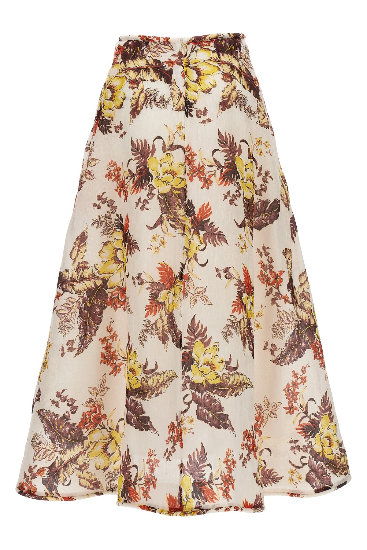 matchmaker floral flare floral print linen and silk skirt