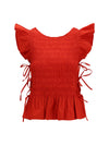 ruched cotton top with side bows