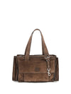 utilitaire shoulder bag in suede calfskin