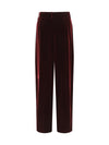 wide leg pants with double pleats in viscose and silk velvet