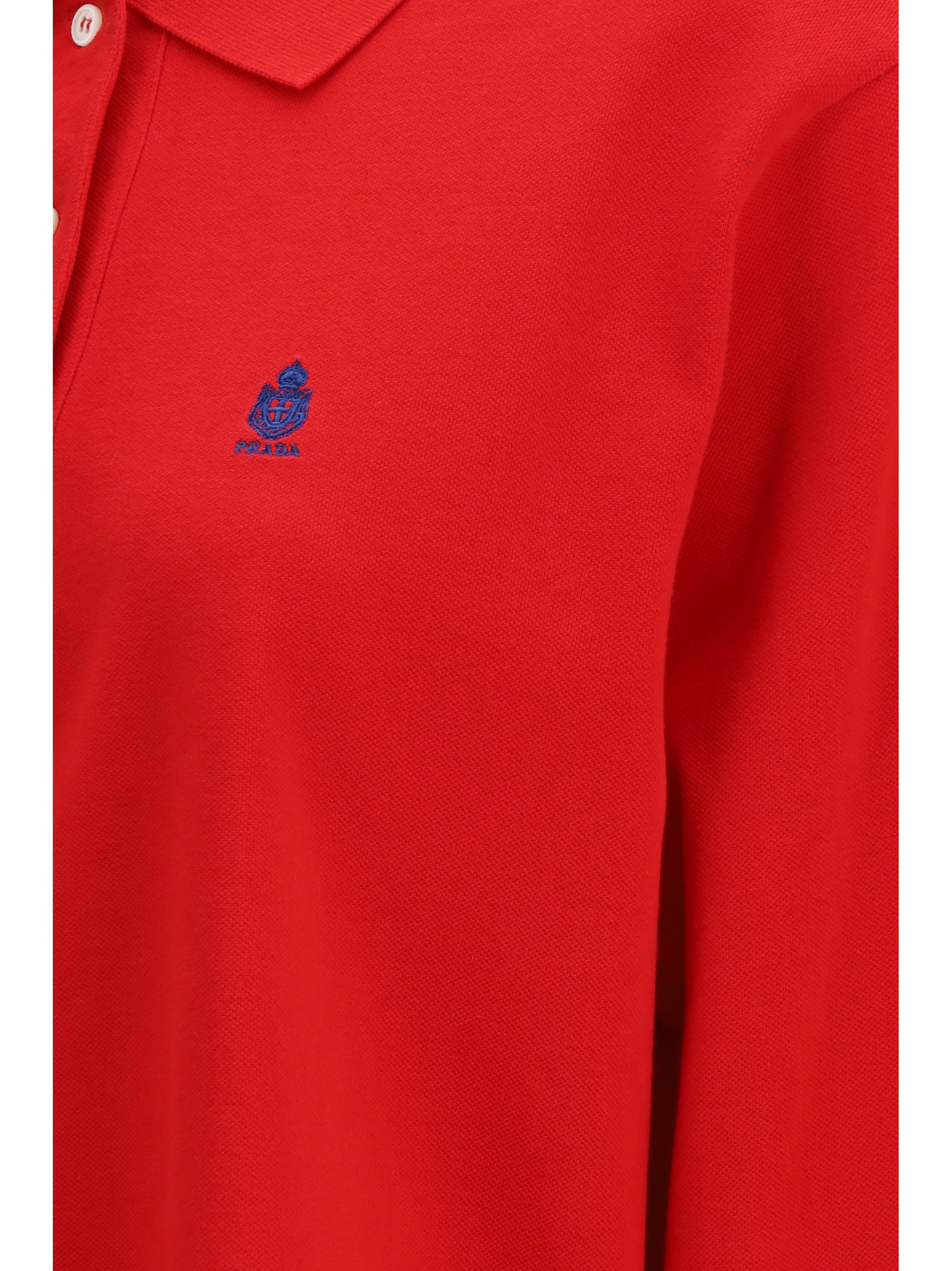 Prada Long-sleeve Cotton Piqu  Polo | Modecraze – MODECRAZE