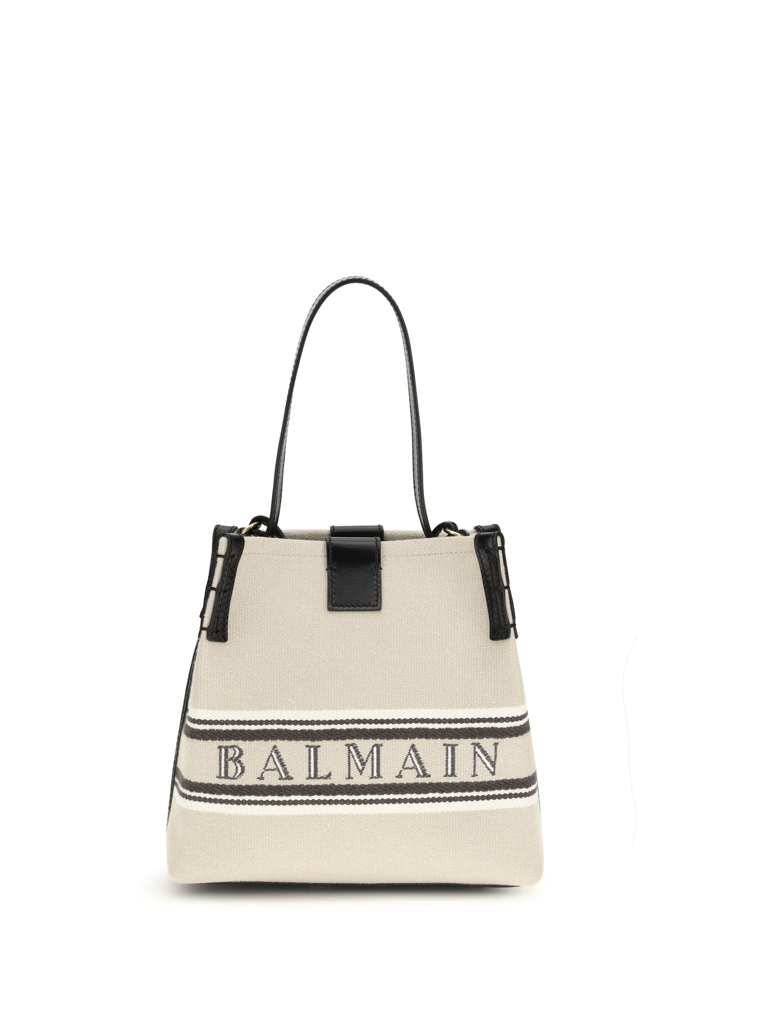 BALMAIN OS release bucket bag in canvas and leather