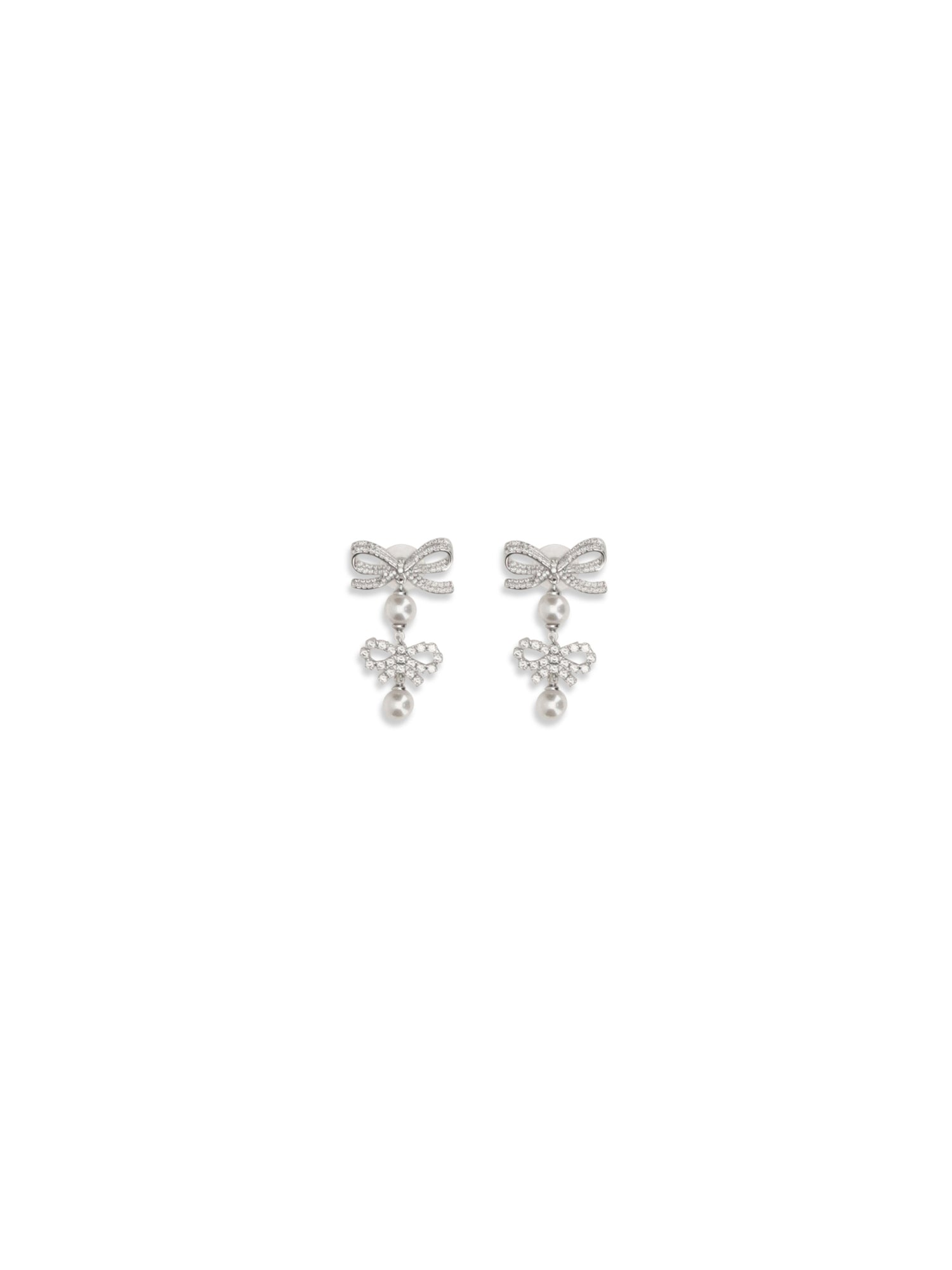 SELF-PORTRAIT OS double bow pearl earrings