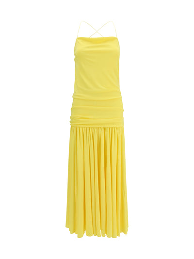 pleated midi dress