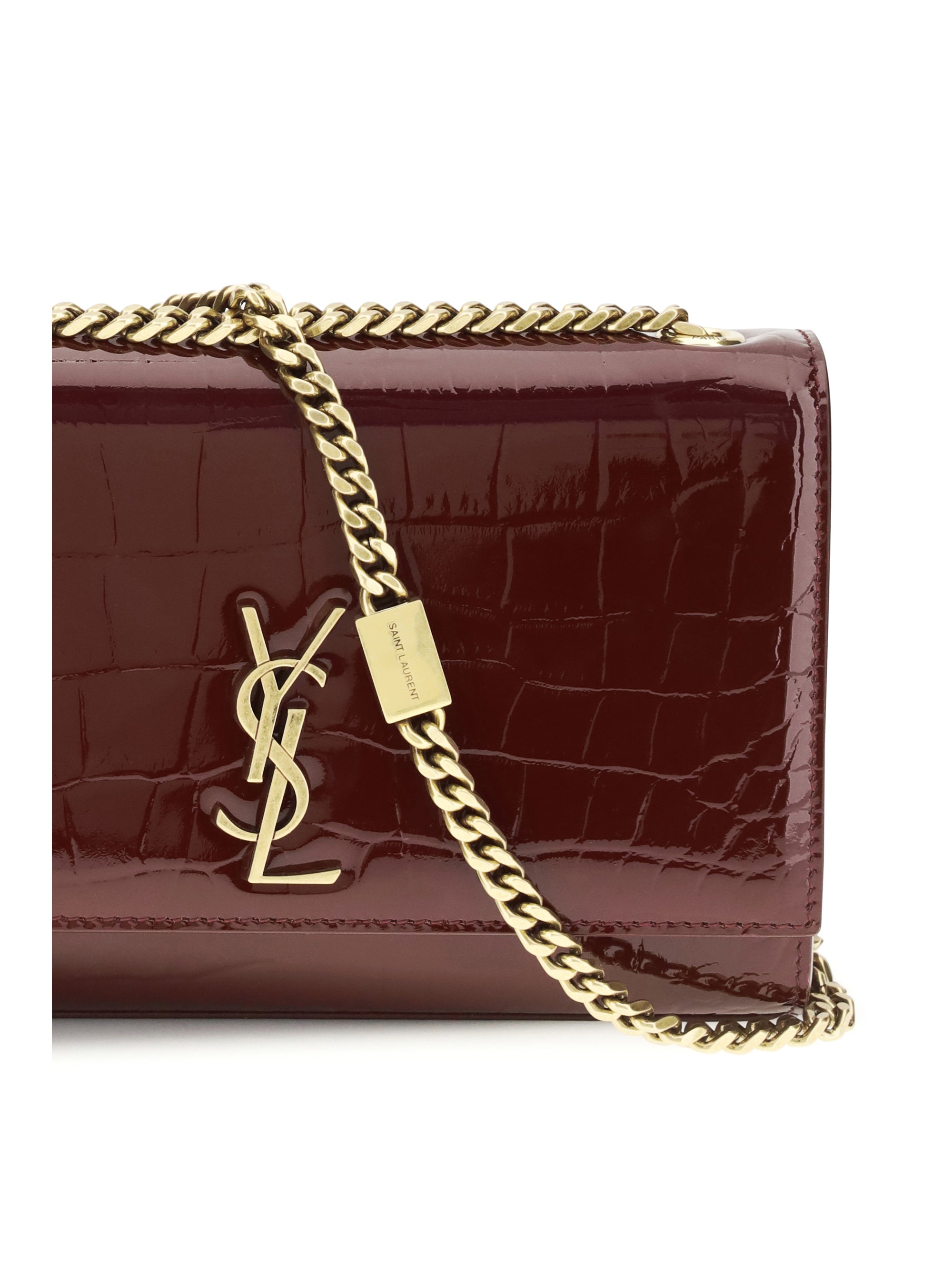 small kate shoulder bag crocodile-embossed patent leather