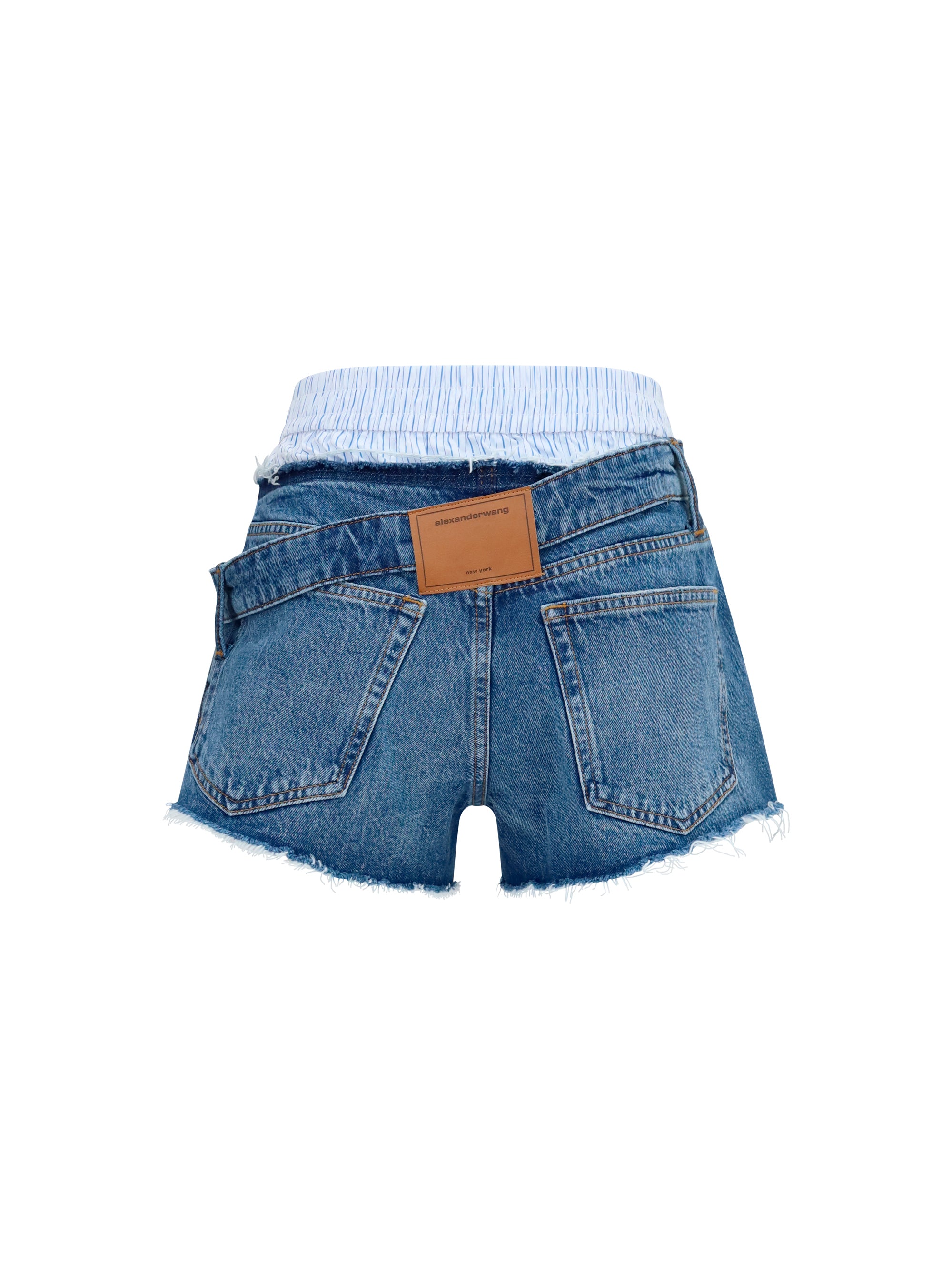 denim shorts with boxer detail