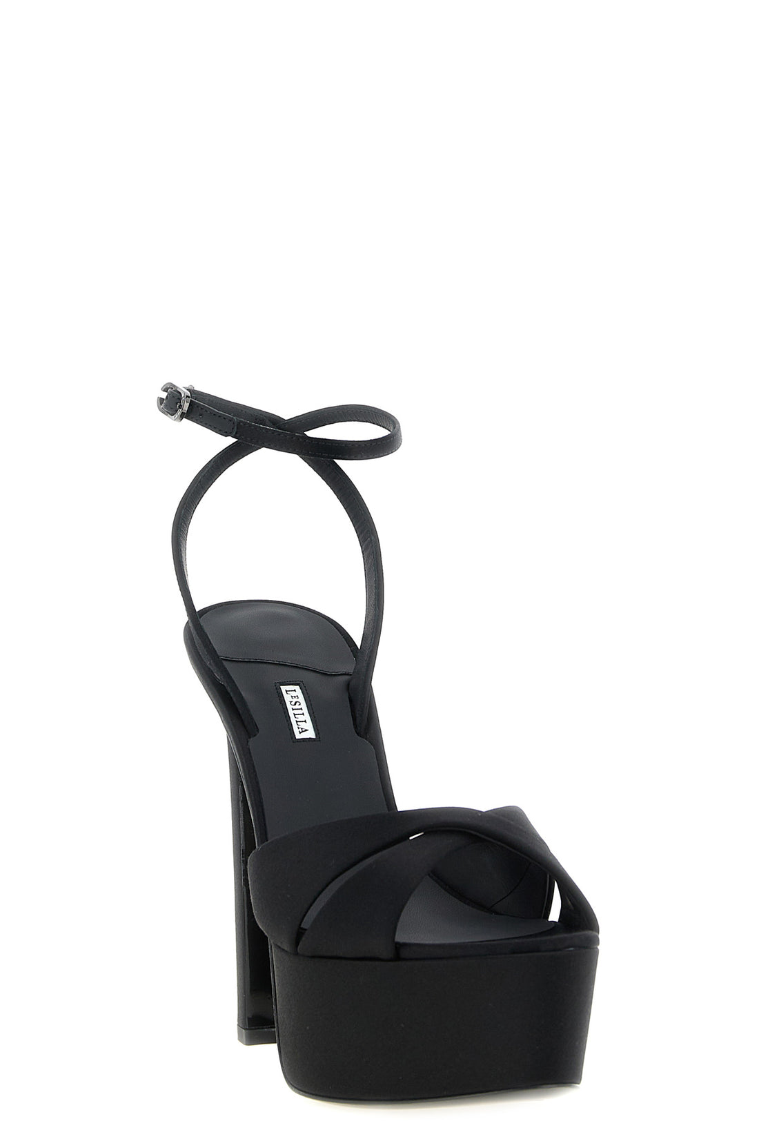 LE SILLA 35 the le silla odette sandals in fine black satin define a sculptural and imposi