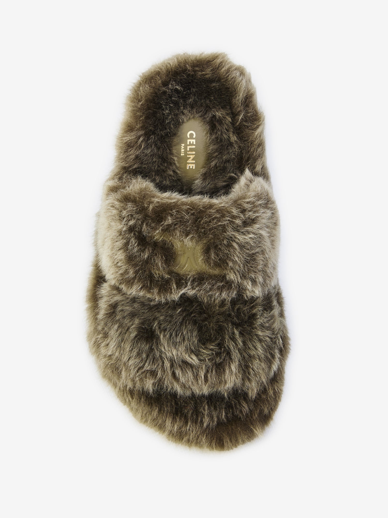 CELINE 38 triomphe 05 fur shearling slides
