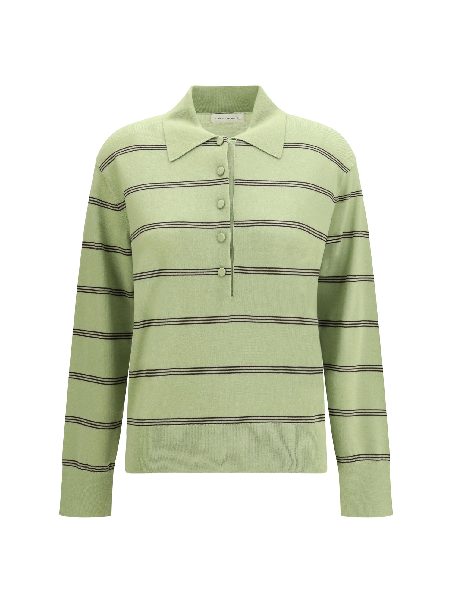 DRIES VAN NOTEN M merino wool striped polo sweater
