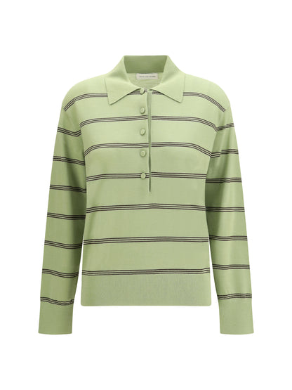 DRIES VAN NOTEN M merino wool striped polo sweater