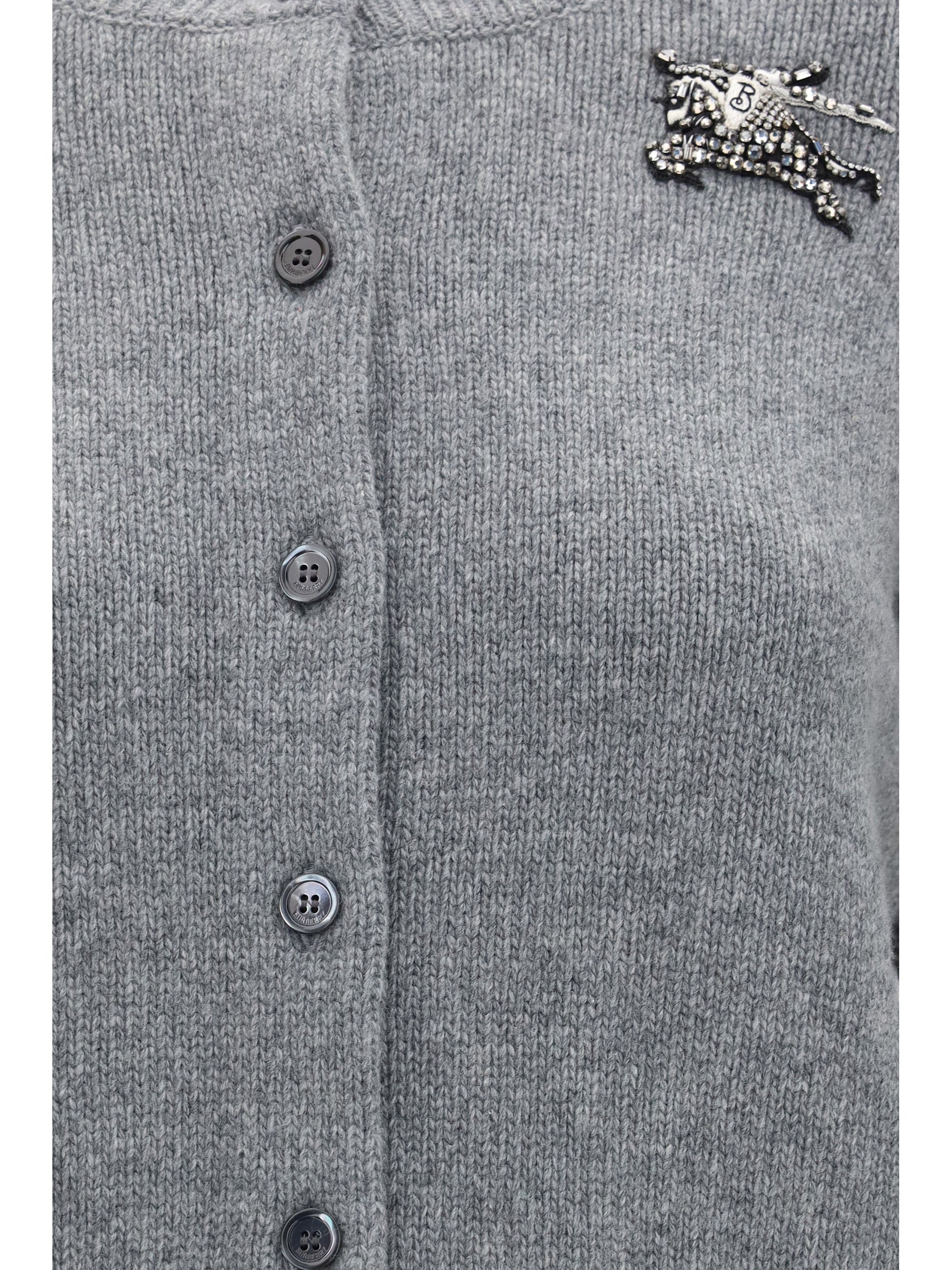 wool and cashmere equestrian knight logo cardigan