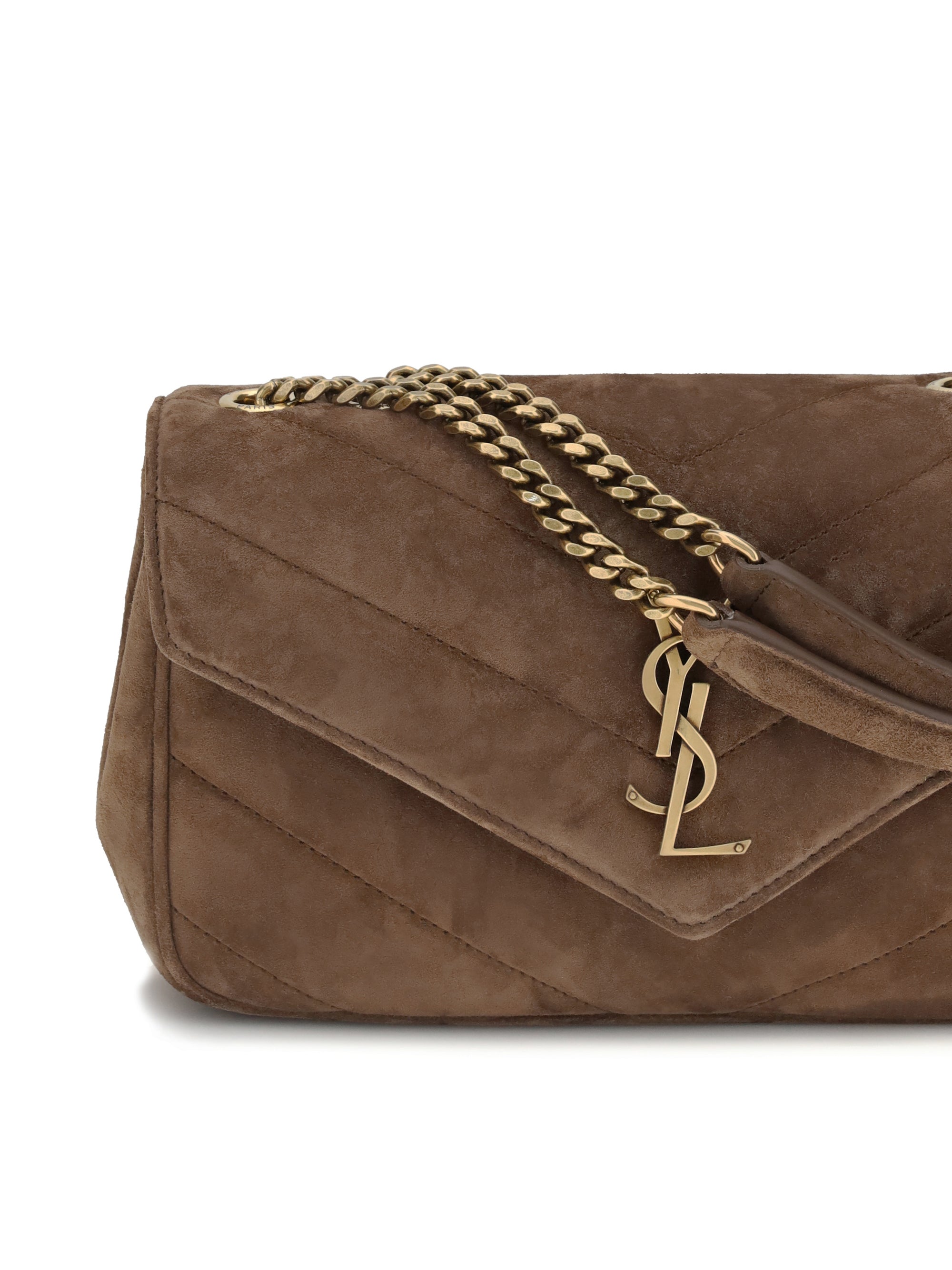 small loulou shoulder bag in matelassé suede