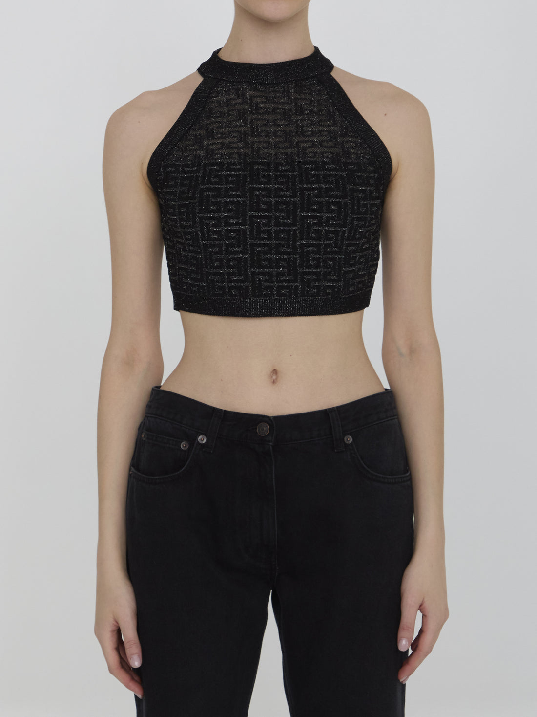 BALMAIN 38 pb labyrinth knit top