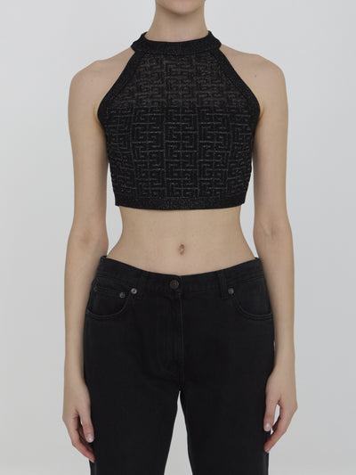 BALMAIN 40 pb labyrinth knit top