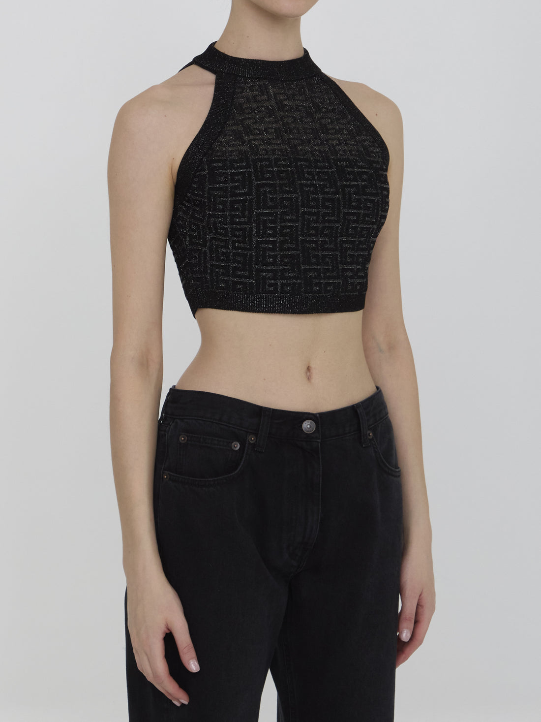 BALMAIN 38 pb labyrinth knit top