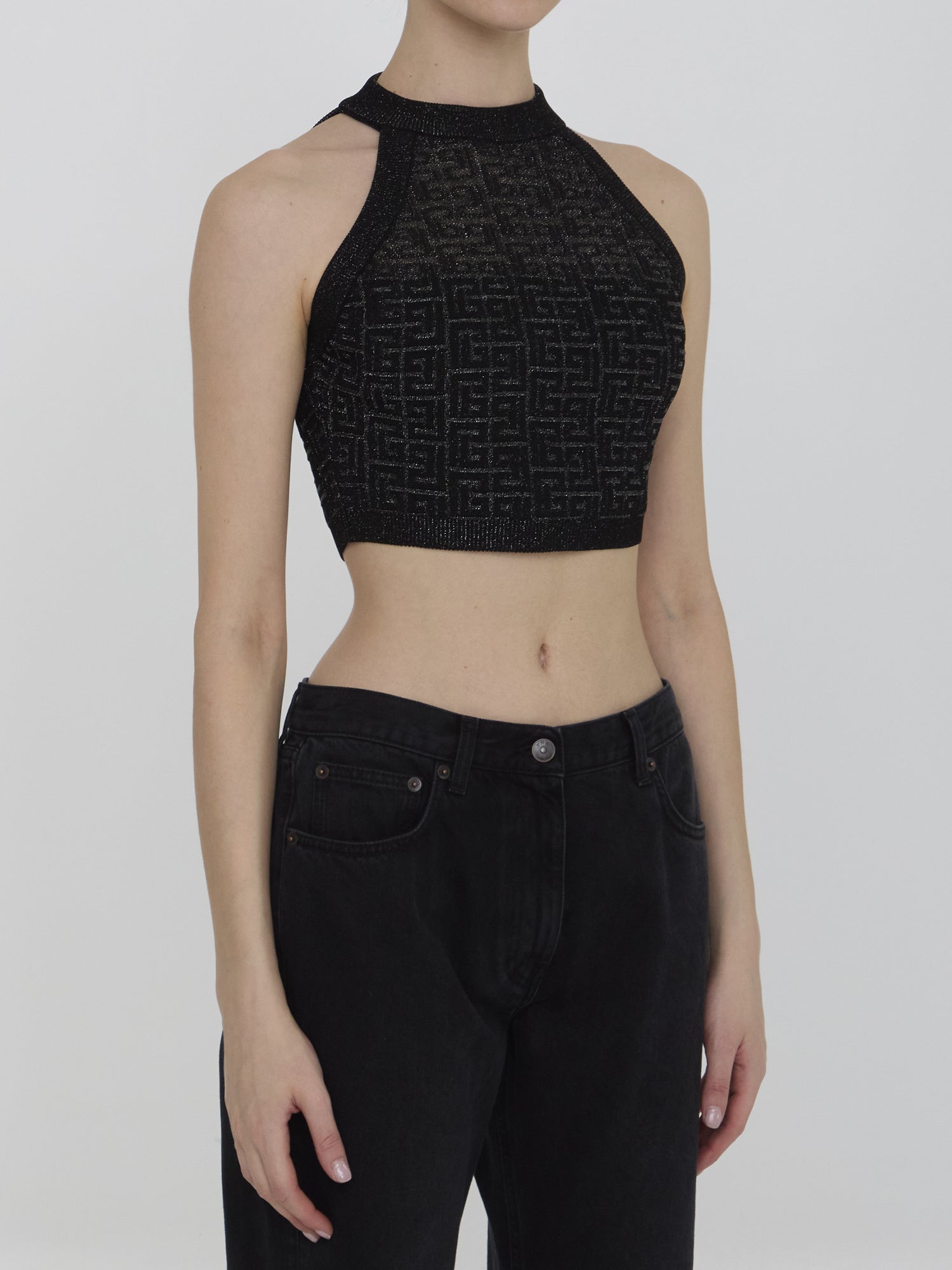 BALMAIN 38 pb labyrinth knit top