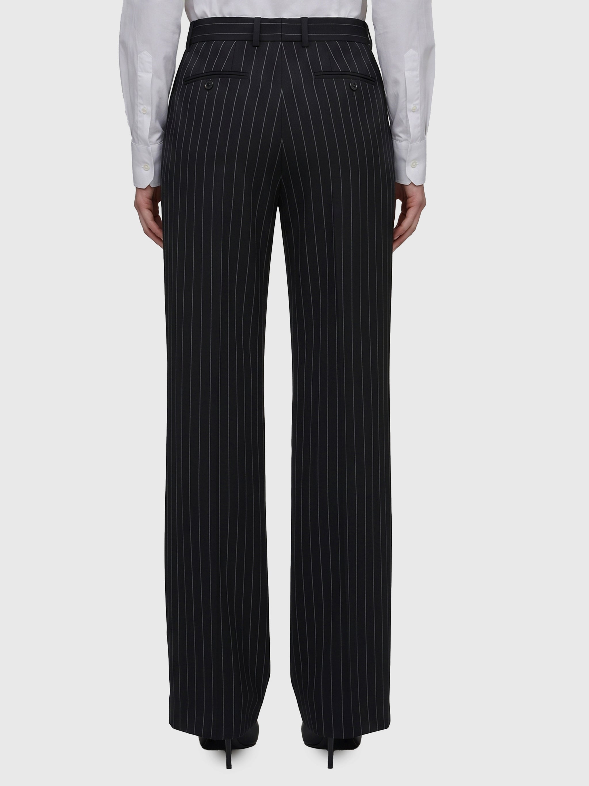 wool chalk stripe trousers