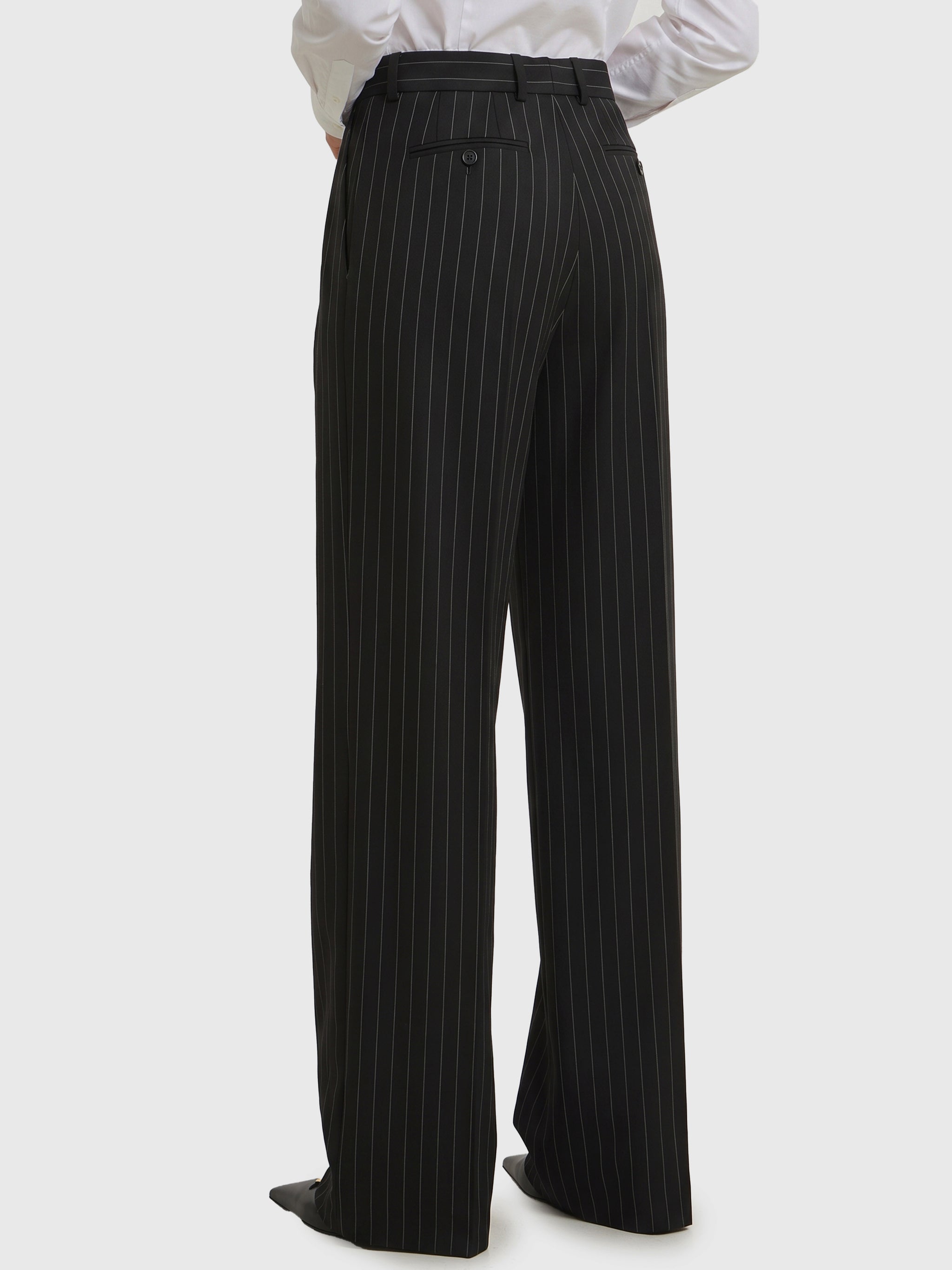 wool chalk stripe trousers