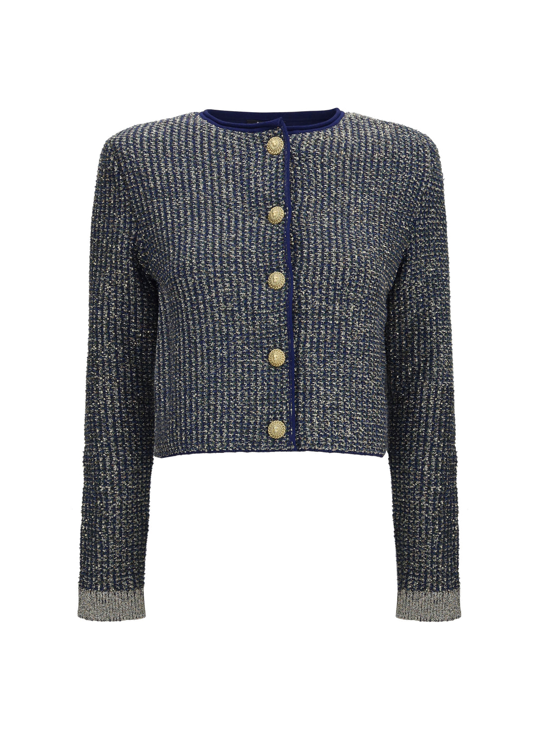 BALMAIN 36 quilted sequin cardigan with decorative buttons