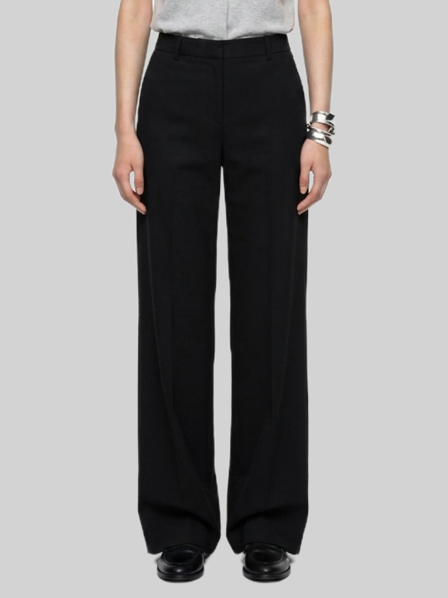 elastic-waist satin trousers