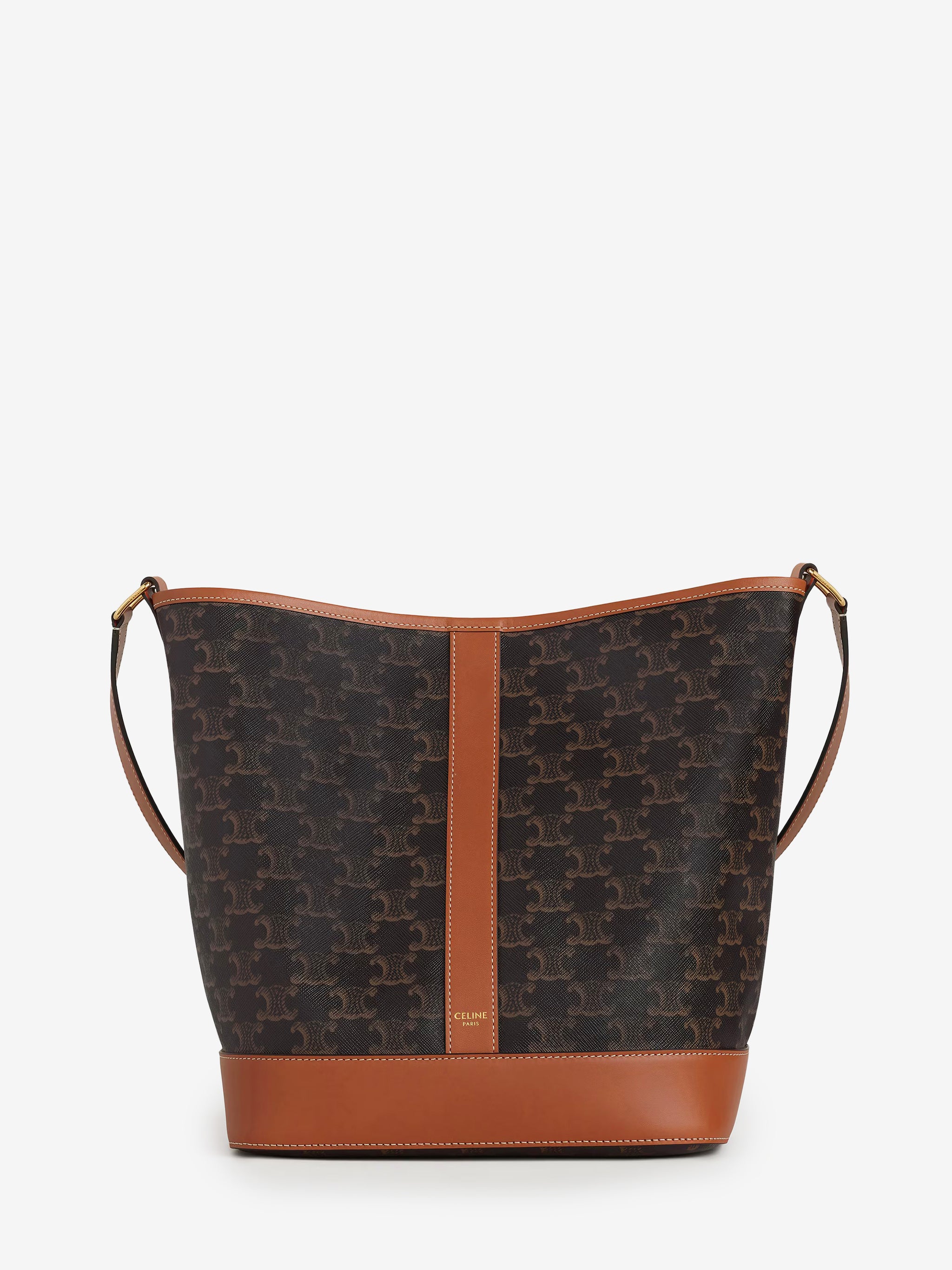 medium bucket bag in tan triomphe canvas