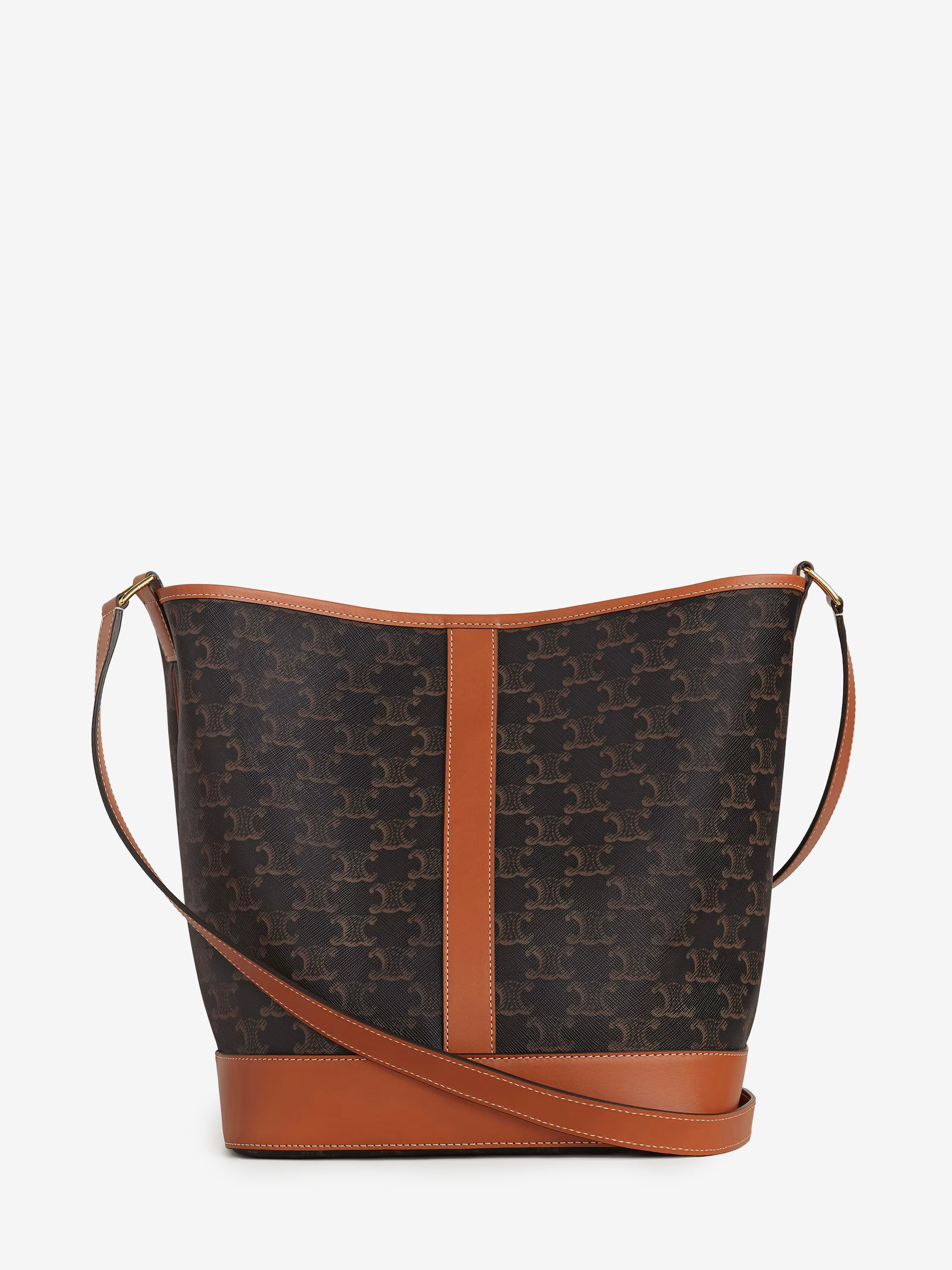 medium bucket bag in tan triomphe canvas
