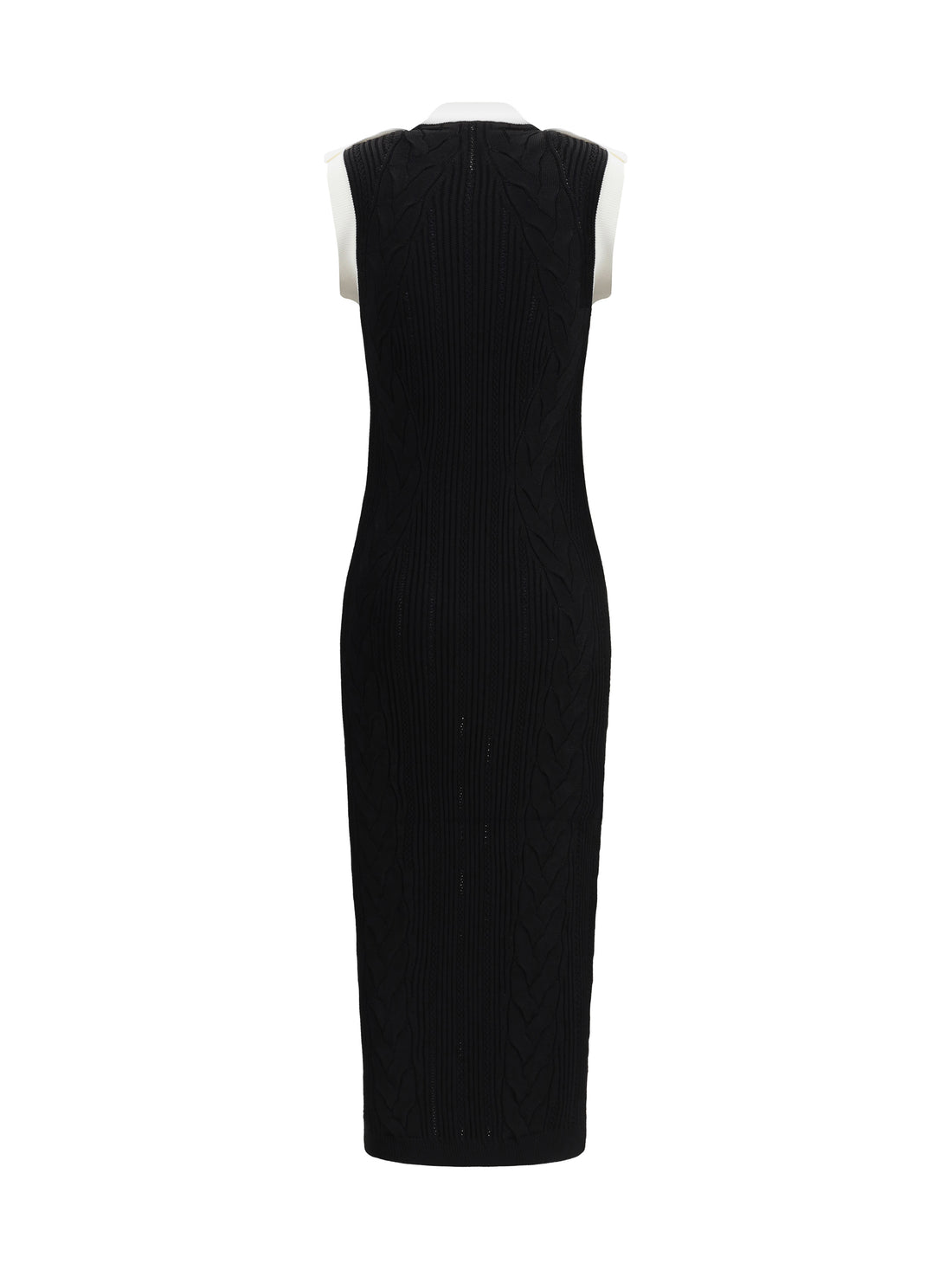 BALMAIN 36 sleeveless torsade knit long dress