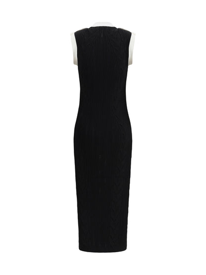 BALMAIN 36 sleeveless torsade knit long dress