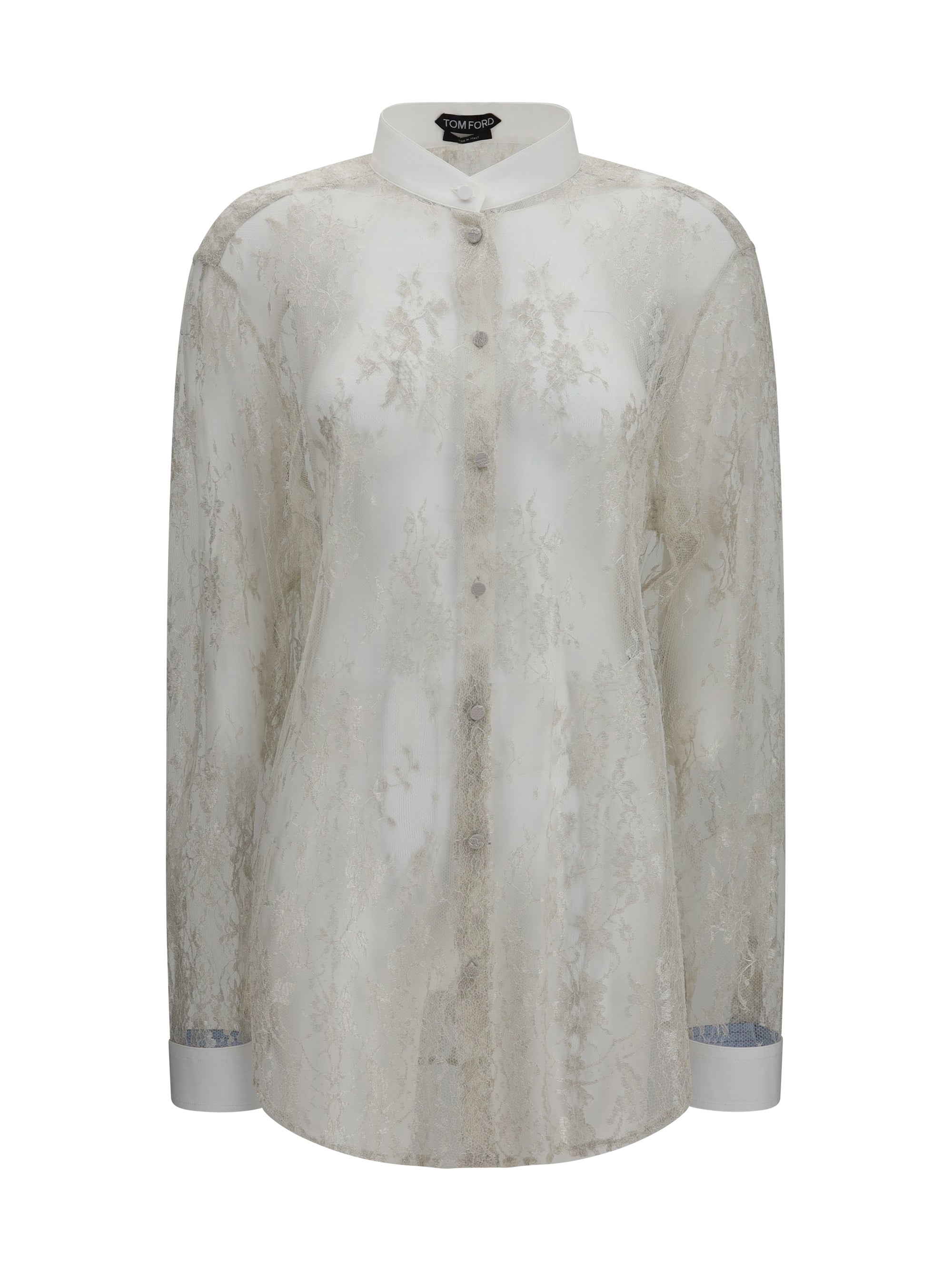 lace shirt with floral embroidery