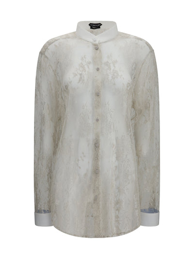 lace shirt with floral embroidery