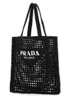 Logo Embroidered Crochet Raffia Tote