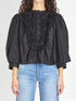 CHLOE 40 gathered ruffle top in technical taffeta