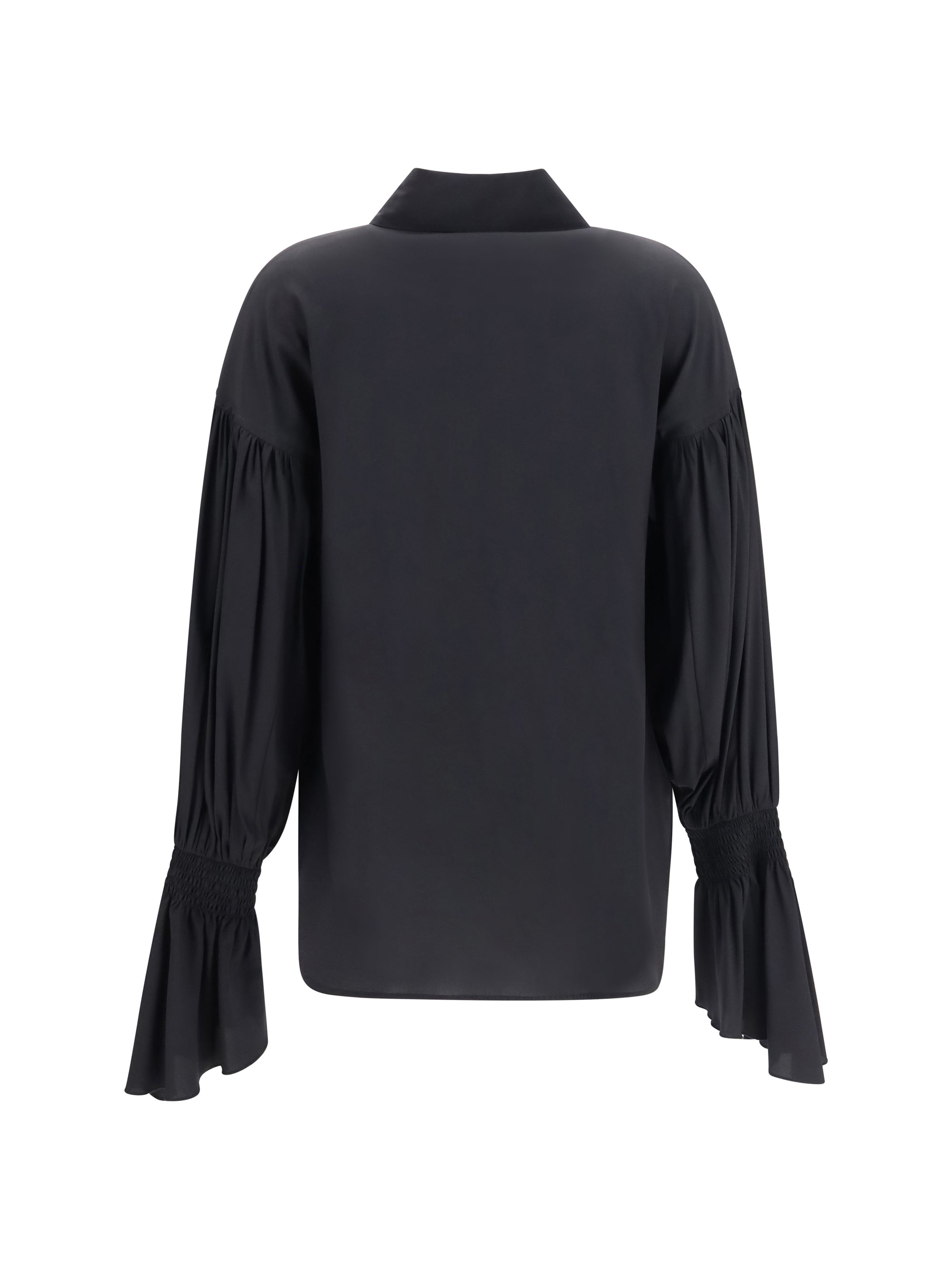 silk-blend shirt with bell sleeves