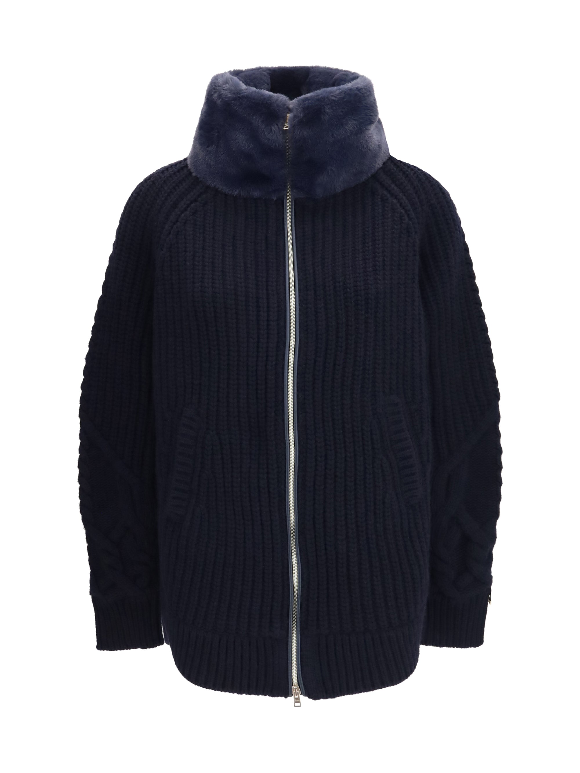 high-neck fur jacket