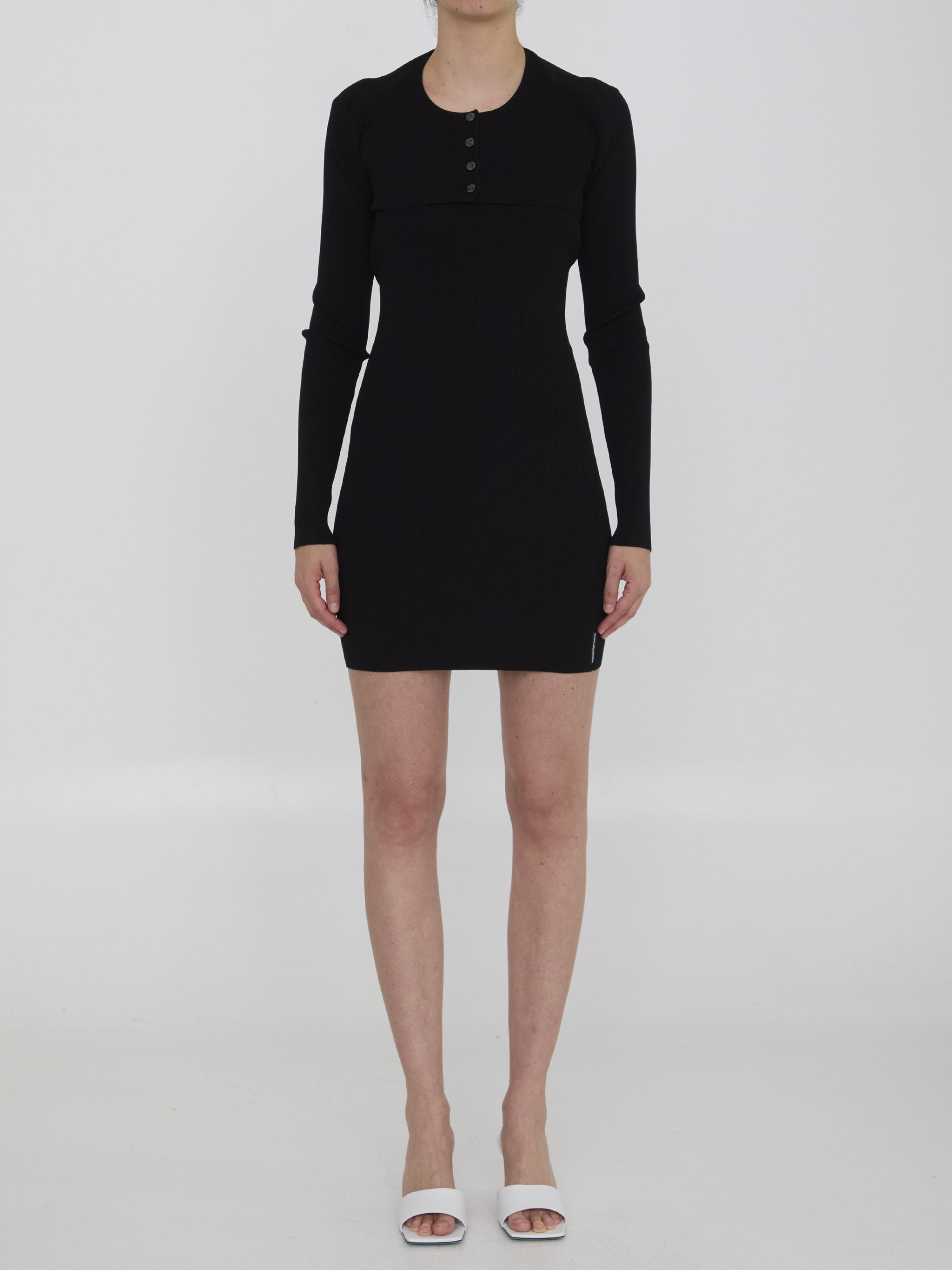twin-set dress with cropped cardigan