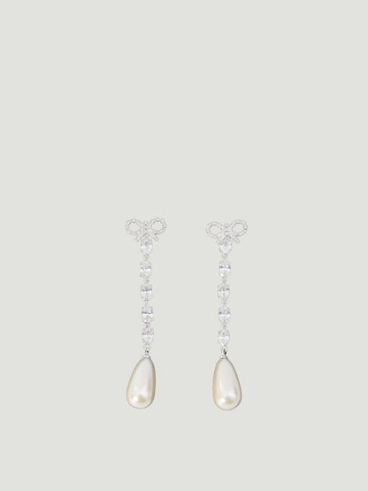 SELF PORTRAIT OS bow pearl droplet earrings