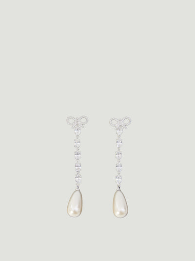 bow pearl droplet earrings