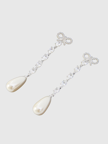 SELF PORTRAIT OS bow pearl droplet earrings